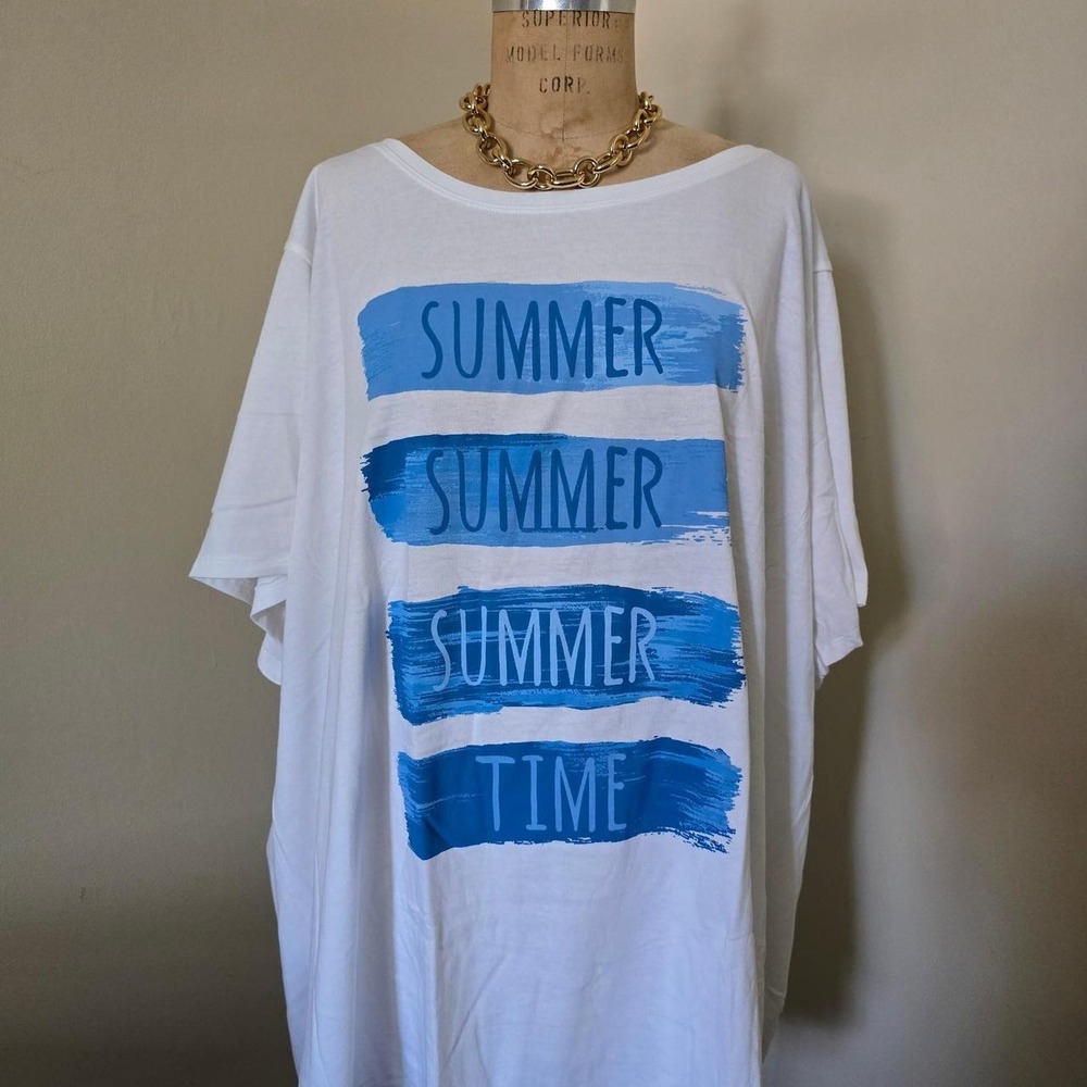 Woman Within Summer Time graphic tunic top 5X 38/40